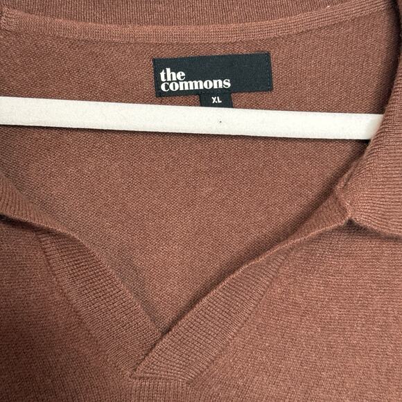 The Commons 100% Cashmere Sweater Polo Johnny Collar Brown Size XL - Picture 5 of 8